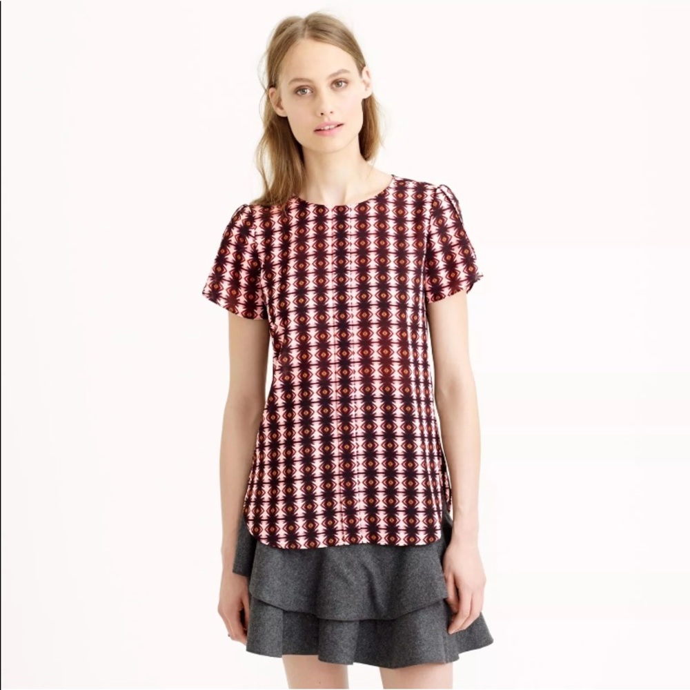 J CREW Petal Sleeve Top in Shadow Diamond Shirt 12